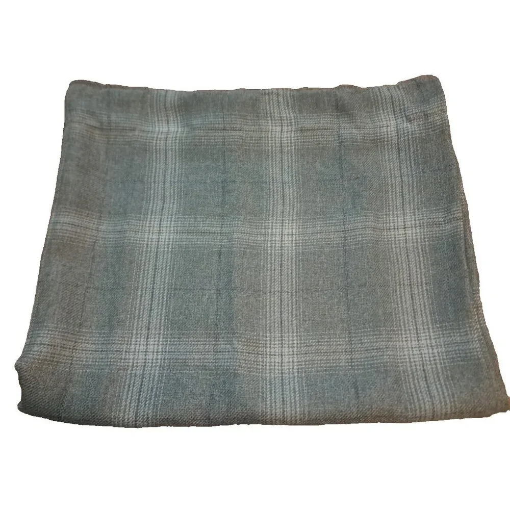 Gray Plaid Curtain Panel Heavy Woven Country Farmhouse Light Filtering 84x50
